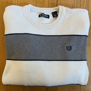 Chaps Men's White and Gray Sweater